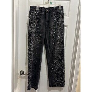 WATSON Embellished Rhinestone Crystal Denim Jeans Men's Size 32 Black